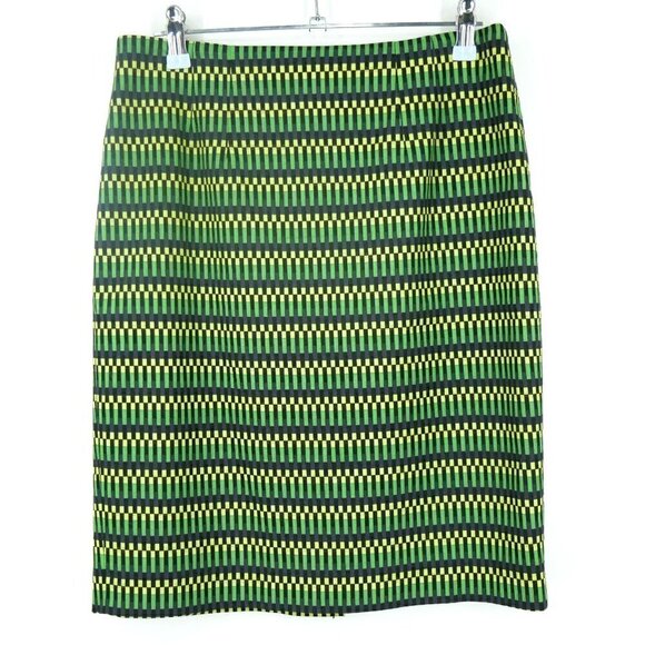 NEW Halogen Nordstrom Striped Skirt Green Yellow Black 4 - Picture 1 of 2